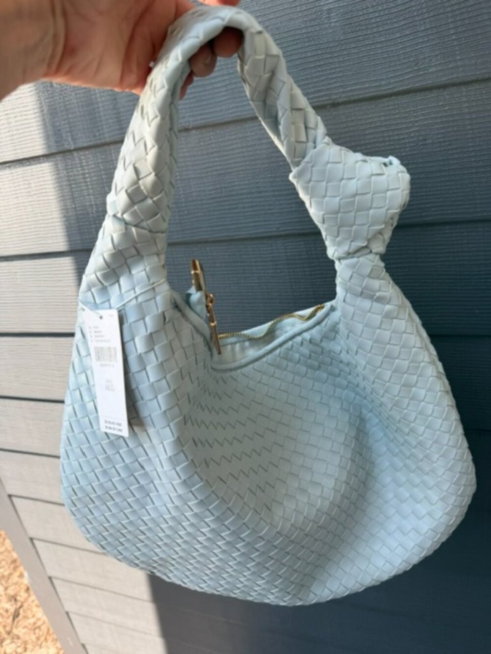 Melie Bianco Woven Hobo Shoulder Bag in Ocean Blue